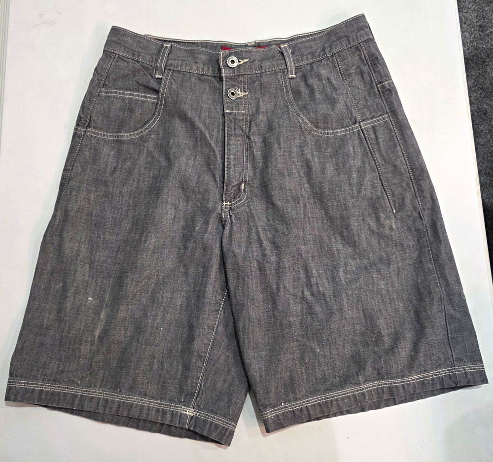 Guess Jeans Mens 34 Gray Denim Shorts Carpenter Utility Baggy Y2K Distressed
